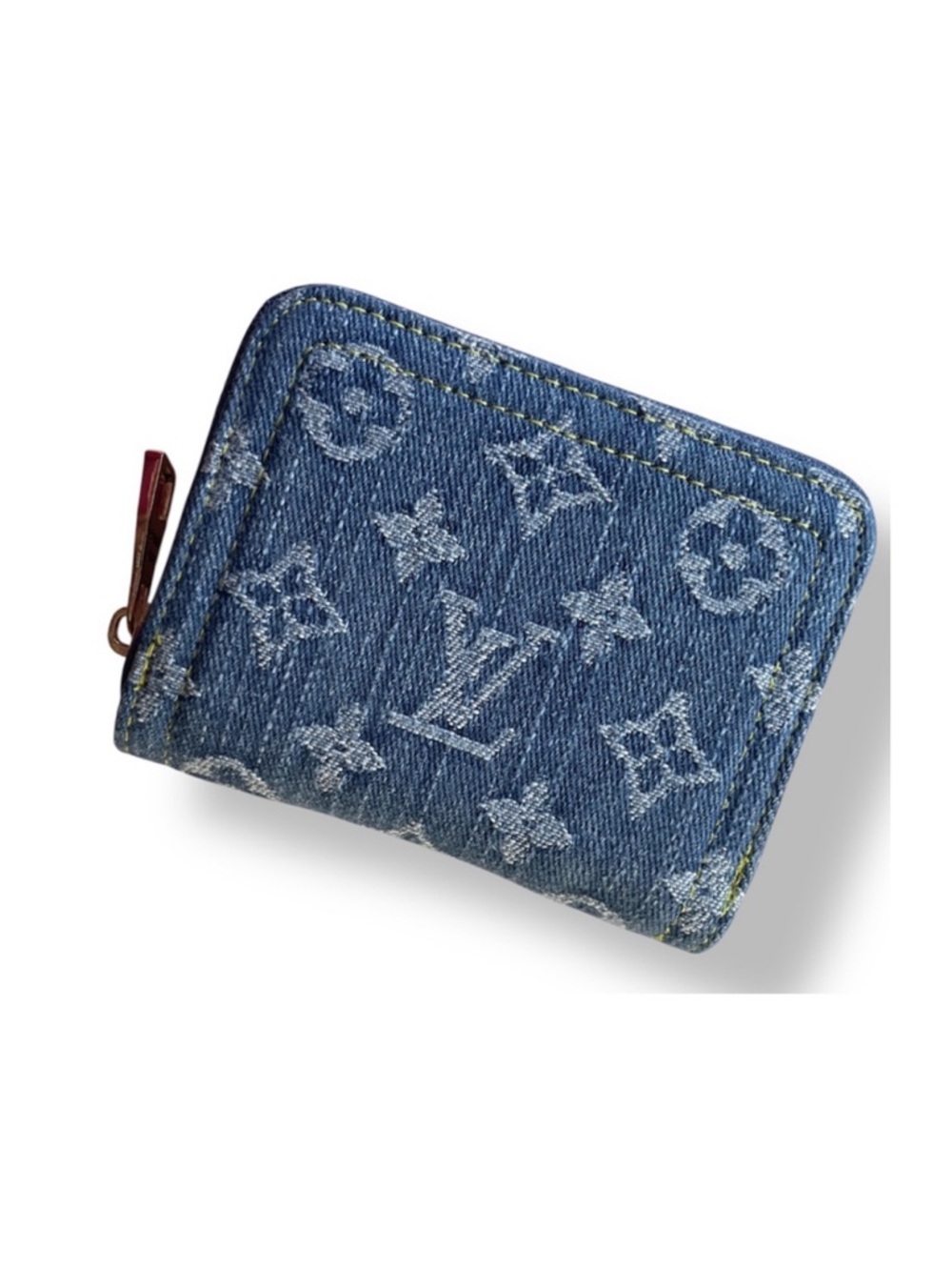 Blue Monogram Denim Remix Wallet Gold Hardware, card slots. Ref#lv224*